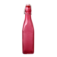 wholesale 16oz 500ml red Flip-Top Home Brew Beer Bottles Swing Top Square Glass Bottles with Stoppers